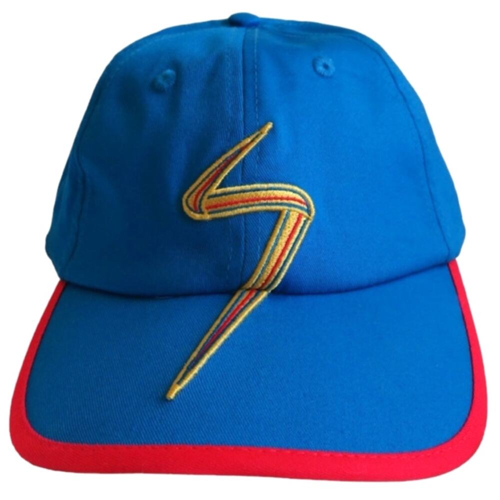 NWT Disney Parks Ms Marvel Adjustable Baseball Cap Blue Gold Red Twill Logo Hat